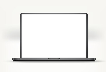 Poster - Modern black laptop with blank screen. 3d vector mockup for design
