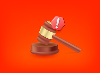 Poster - Hammer with exclamation point pictogram. Vector 3d illustration
