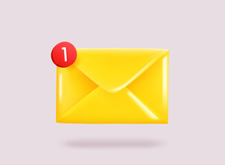 Aufkleber - You have a new message concept with envelope icon. 3d vector illustration