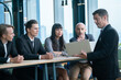 © Me studio - Meeting, team work, colleagues group of business people gathered professional communication