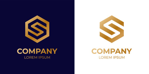 Aufkleber - abstract geometric Letter C S logo with hexagon icon design vector elements