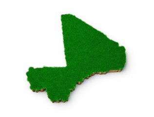 Sticker - 3D rendering of Mali map with green grass and rock ground texture