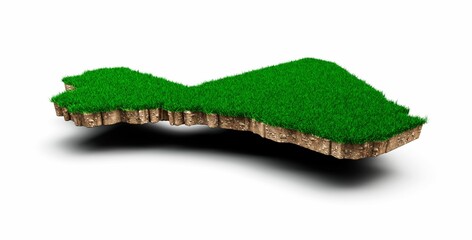 Sticker - 3D rendering of Mali map with green grass and rock ground texture