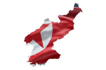 Sticker - North Korea country shape with national flag. Map outline contour. PNG icon with alpha channel