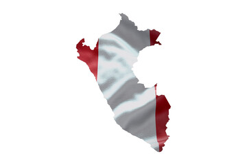 Wall Mural - Peru country shape with national flag. Map outline contour. PNG icon with alpha channel