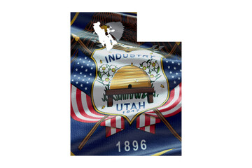 Wall Mural - Utah state map shape with flag. PNG icon