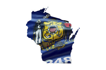 Sticker - Wisconsin state map shape with flag. PNG icon