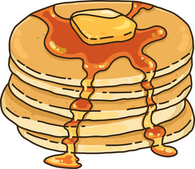 Wall Mural - Pancake with butter and syrup illustration