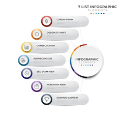 Poster - 7 points of steps, circular list diagram , infographic element layout template vector with icons