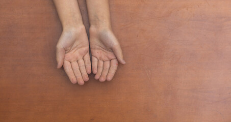 Children's hands, open palms. Concept of clean hands