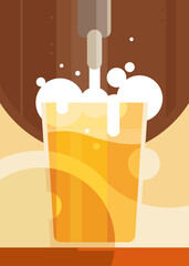 Wall Mural - poster with glass filled with beer. placard design in abstract style.
