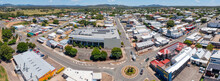 Aerial Panorama View Of The Central Business Area Of A Regional Town