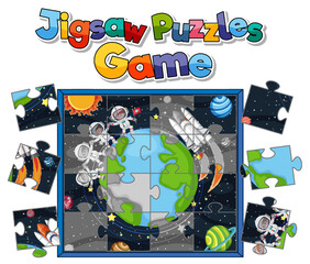 Wall Mural - Astronaut in space photo puzzle game template
