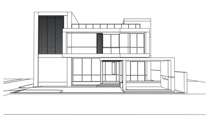 Poster - wireframe of house. wireframe perspective. 3d wireframe building.