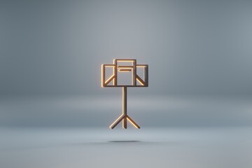 Poster - Beautiful black Music Stand with yellow light  symbol icons on a blue  background. 3d rendering illustration. Background pattern for design.