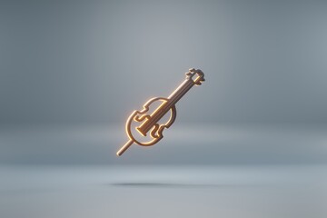 Aufkleber - Beautiful black Inclined Cello with yellow light  symbol icons on a blue  background. 3d rendering illustration. Background pattern for design.