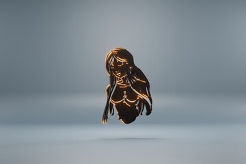 Aufkleber - Beautiful black zodiac sign Virgo with yellow light  symbol icons on a blue  background. 3d rendering illustration. Background pattern for design.
