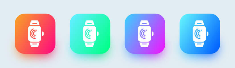Poster - Smartwatch solid icon in square gradient colors. Smart watch signs vector illustration.
