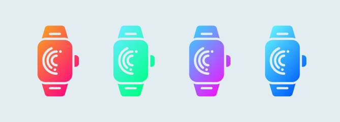 Poster - Smartwatch solid icon in gradient colors. Smart watch signs vector illustration.
