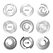 © Vio - set of black thick halftone dotted circle speed lines. speed line circle geometric.