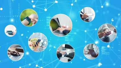 Poster - 様々なモバイルデバイスを使う人々と通信ネットワーク