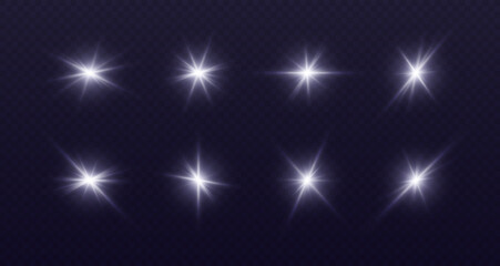Wall Mural - white lens flare, glowing star with rays, shiny flash spark, bright cosmic explosion isolated on bla