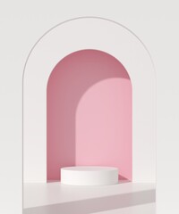 Fototapete - Background 3d scene with podium, minimal product display mock up scene and geometric shape object. 3d render