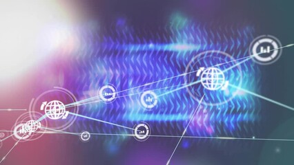 Poster - Animation of network of connections with icons over shapes