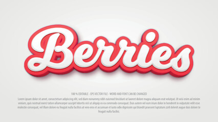 Wall Mural - Red berry 3d editable text effect template