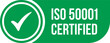 © muh - ISO 50001 standard certificate badge - Energy management. Png stock illustration.
