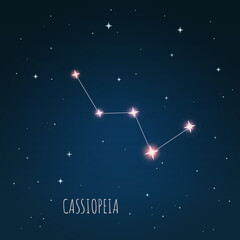 Wall Mural - vector illustration of cassiopeia constellation