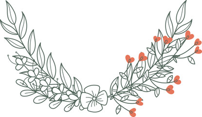 Poster - decorative floral element. cute natural print sketch