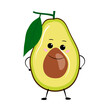Avocado. Сartoon character. Isolated on a white background. Vector illustration.
