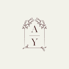 Canvas Print - AY old window shape wedding initial logo