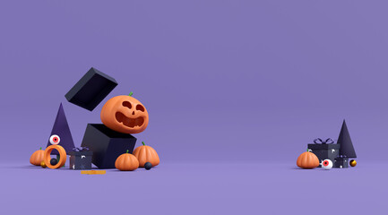 halloween background with podium for product display. geometric podium for product display. 3d illustration