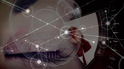 Poster - Animation of network of connections over woman face