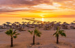Landscape with three corners fayrouz beach resort at sunrise in Marsa Alam, Egypt