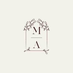 Poster - MA old window shape wedding initial logo