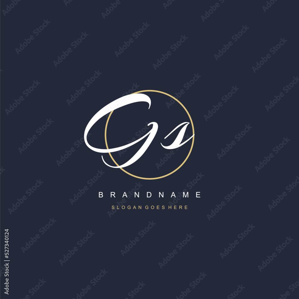 Initial letter GS logo monogram feminine style with circle line design ...