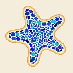 Wall Mural - Starfish with blue spots. Bright vector illustration. On light beige background.