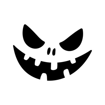 Smirk silhouette, isolated on white background. Vector illustration, traditional Halloween decorative element. Halloween silhouette black smirk face - for cricut, design and decor.
