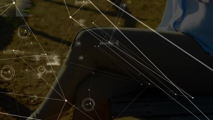 Poster - Animation of network of connections over businessman using vr headset