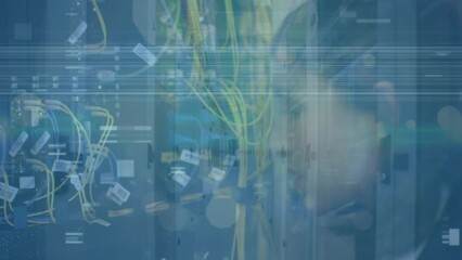 Poster - Animation of diverse data on blurred background