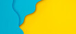 © vejaa - Abstract creative colored paper geometry composition banner background in bright yellow and light blue colors with curved lines