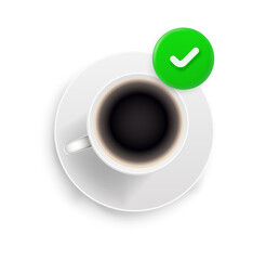 Poster - ceramic cup of coffee icon with checkmark