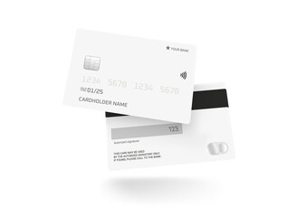 Poster - Two plastic credit cards mockup. 3d vector for branding