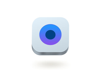 Poster - Camera icon. 3d vector mobile application icon 