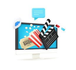 Aufkleber - Using modern computer for watching videos. 