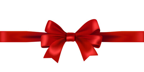 Aufkleber - Red satin ribbon with bow. 