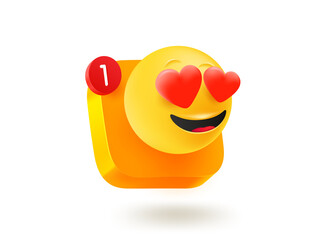 Poster - Emoji in love button. 3
